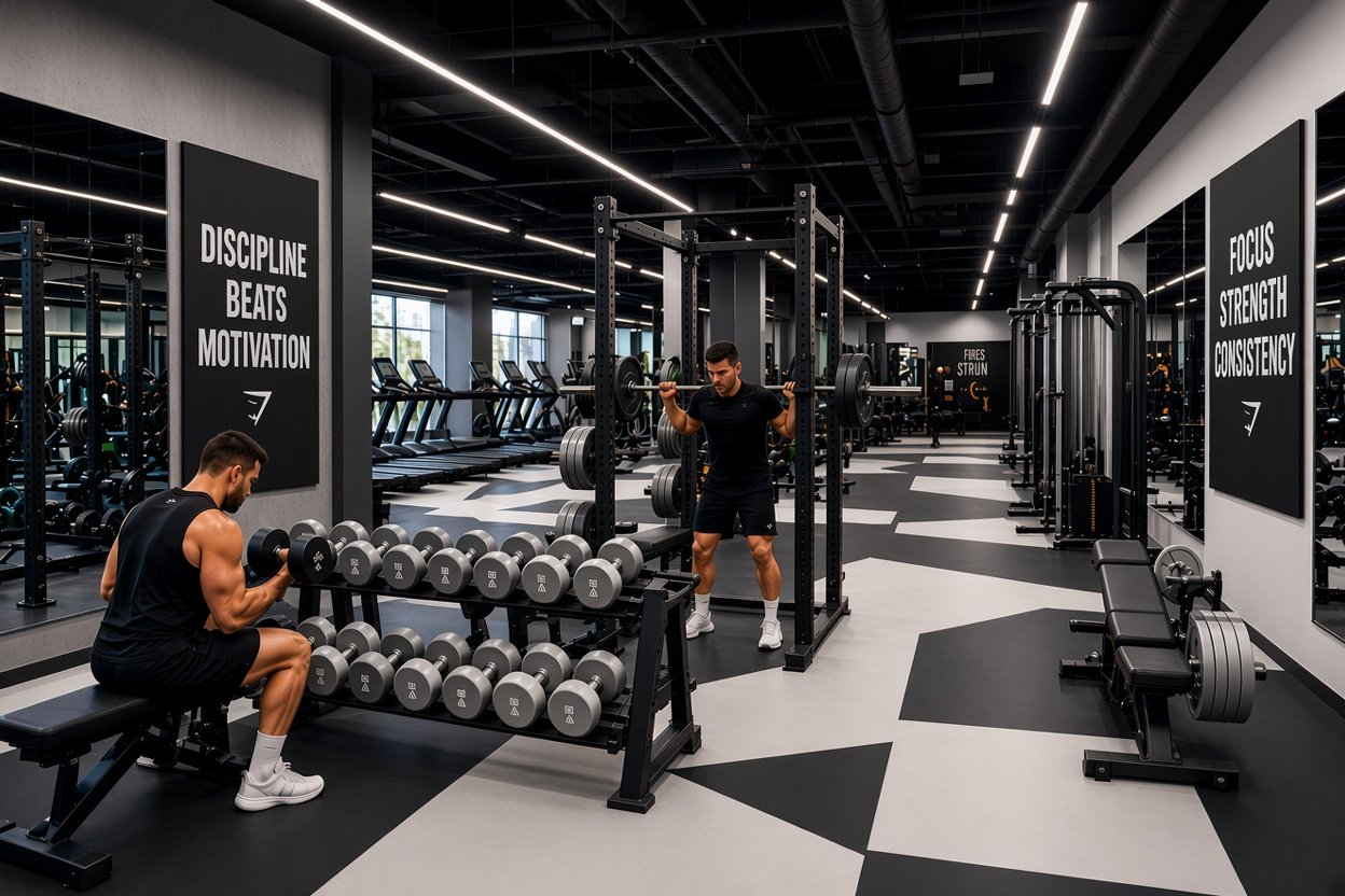 Trainer begleitet ein Mitglied beim Krafttraining